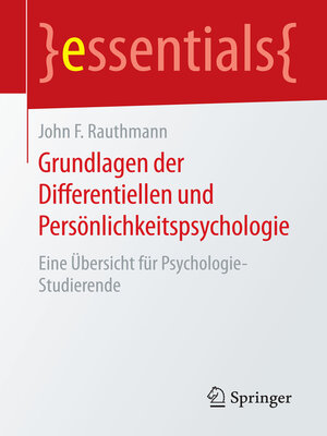 cover image of Grundlagen der Differentiellen und Persönlichkeitspsychologie